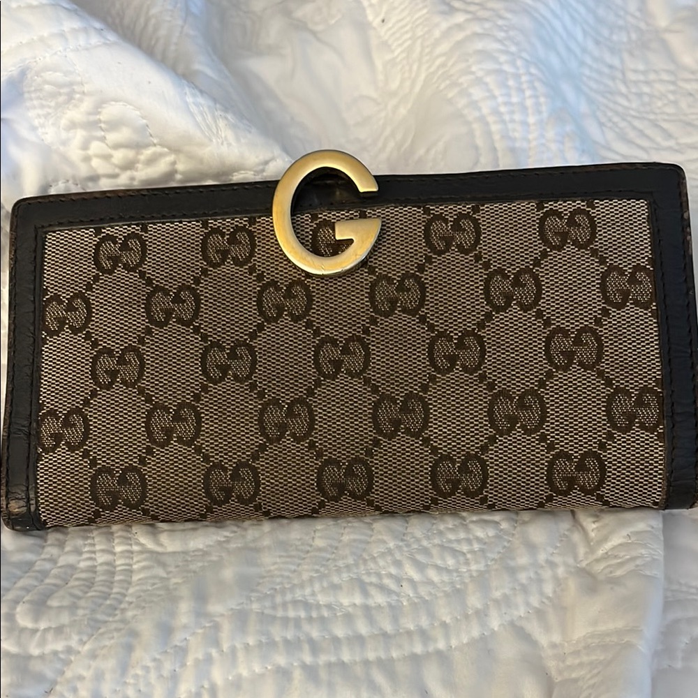 Gucci Brown and Gold Wallet with GG Monogram